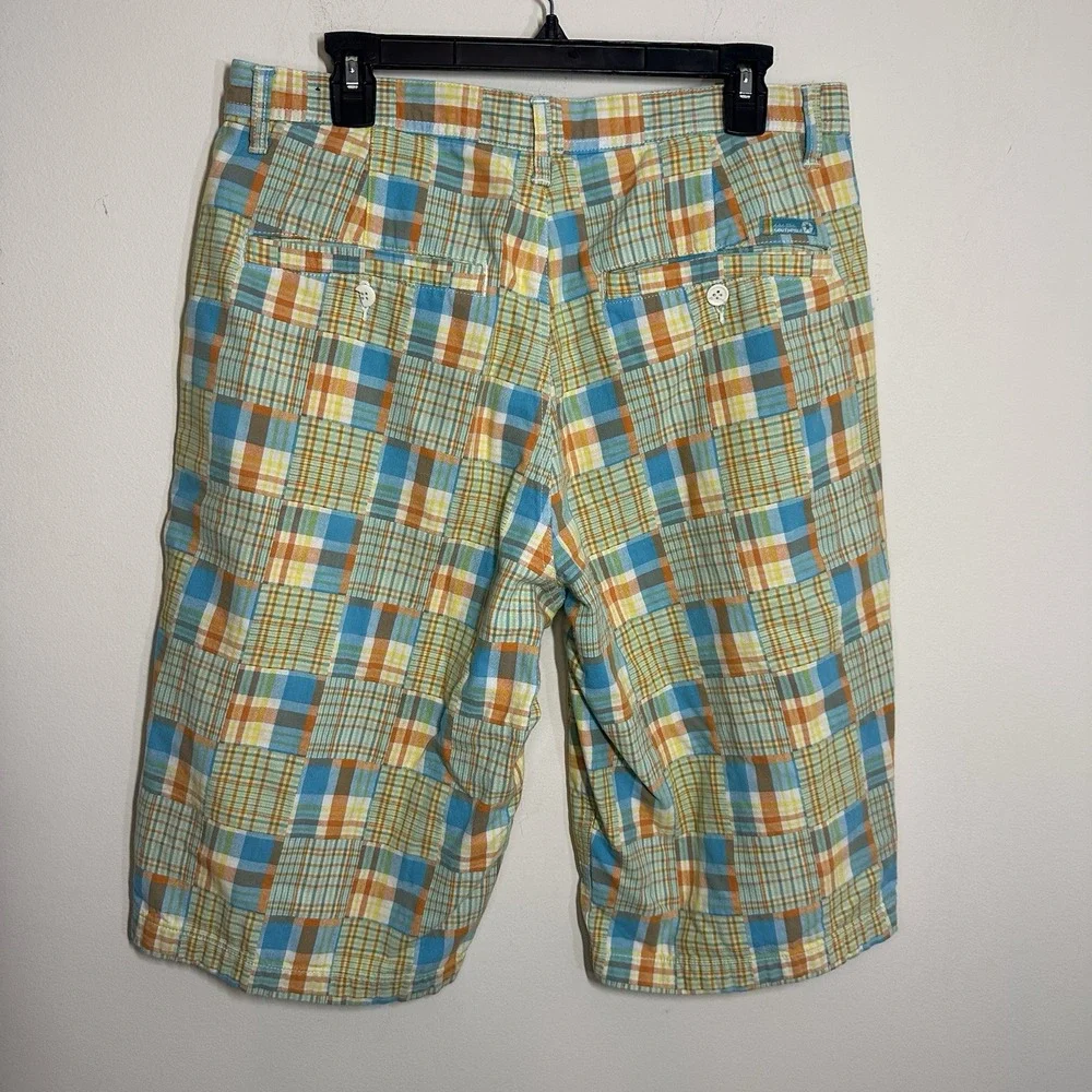 Southpole Shorts Men 36 Yellow Blue‎ Plaid Patchwork Hip Hop Y2K Skater Vintage